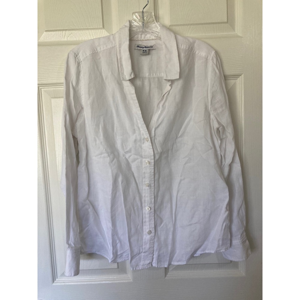 Tommy Bahama Shirt White Medium Linen Minimalist Resortwear Old Money Classic